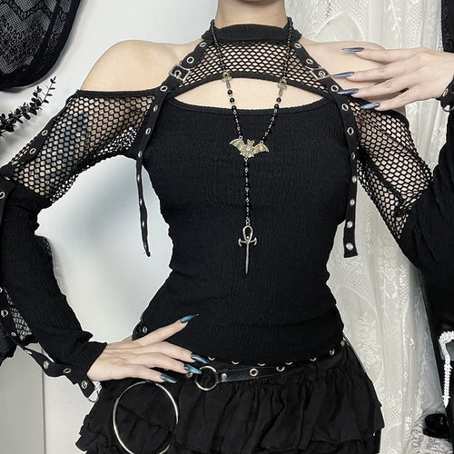 Damen modisches Oberteil mit einzigartigem Cut-Out-Design und Netzdetails R&B