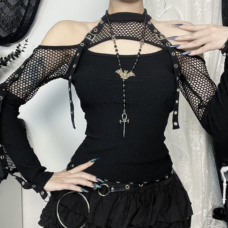 Damen modisches Oberteil mit einzigartigem Cut-Out-Design und Netzdetails R&B