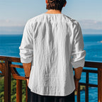 Herren modisches Langarmshirt mit Schnürung und V-Ausschnitt R&B