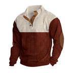 Herren nan Troyer Strickpullover mit Rippstruktur und Ellenbogen-Patches R&B