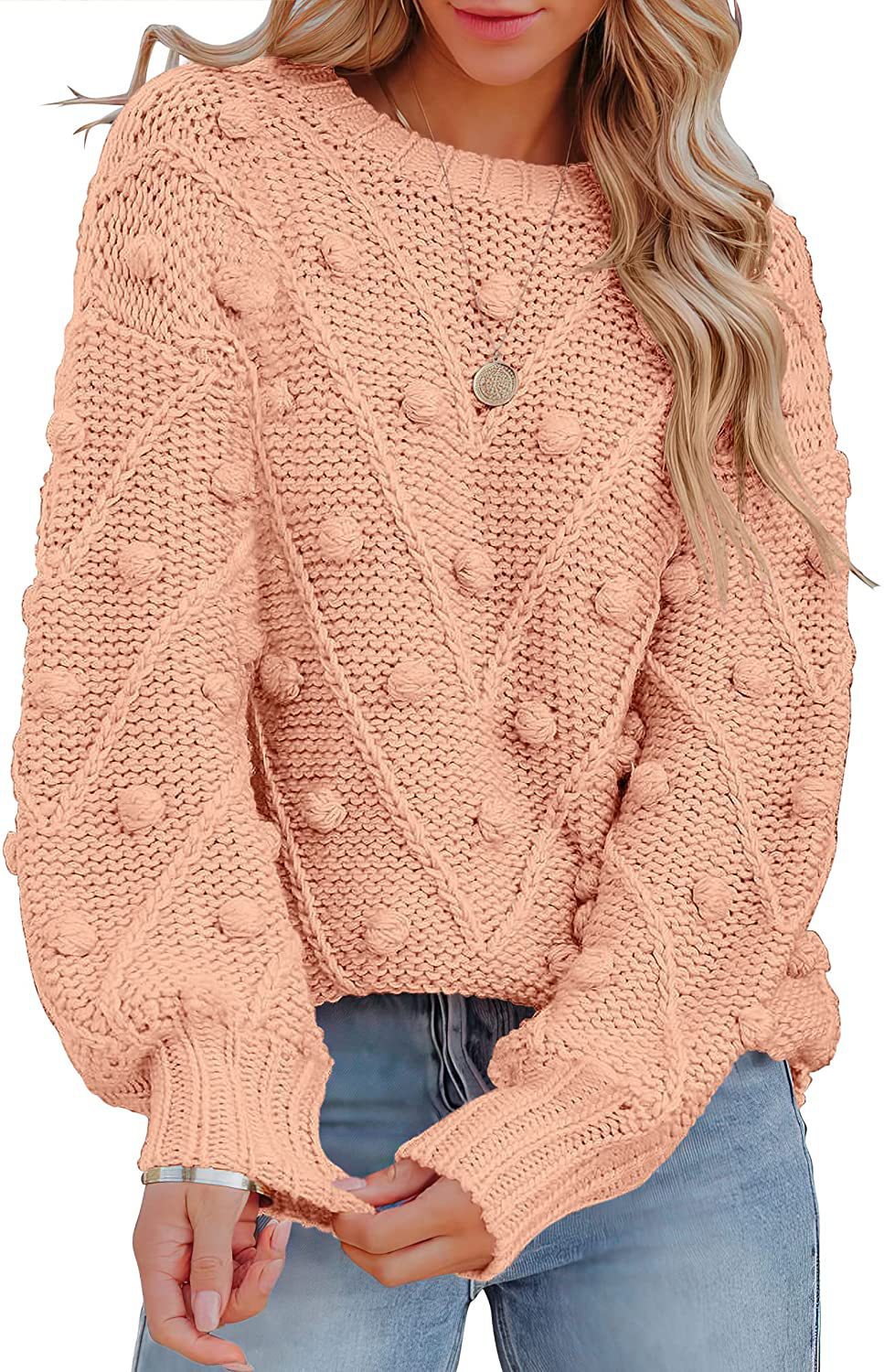 Damen stylischer Strickpullover mit strukturiertem 3D-Muster R&B