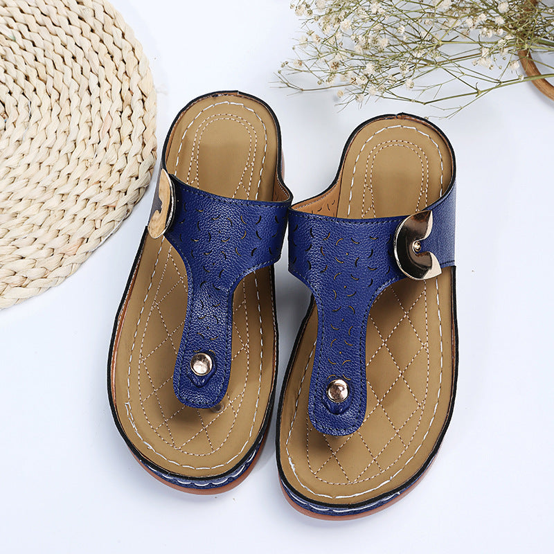 Damen Bequeme Zehentrenner-Sandalen mit verstellbarem Riemen und gepolsterter Sohle R&B