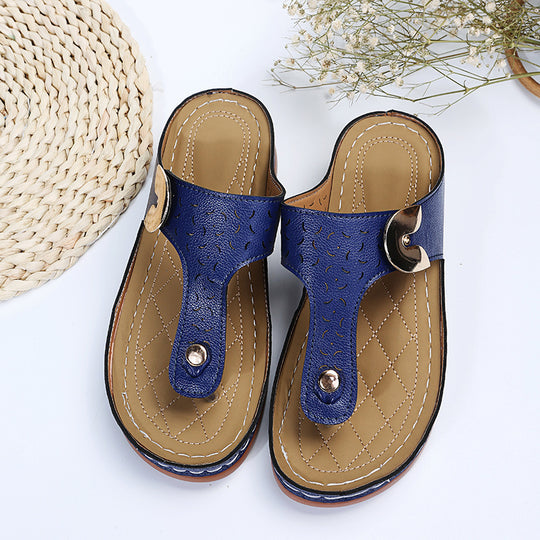 Damen Bequeme Zehentrenner-Sandalen mit verstellbarem Riemen und gepolsterter Sohle R&B