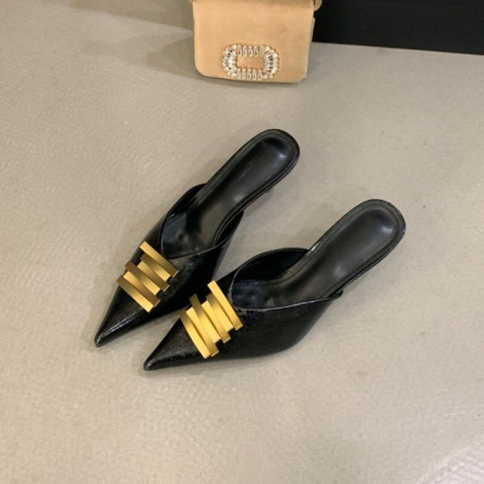 Damen stilvolle Mules mit elastischen Riemchen R&B