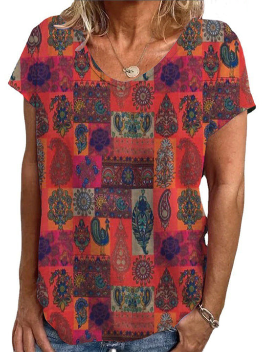 Damen Lockere Bluse mit buntem Paisleymuster R&B