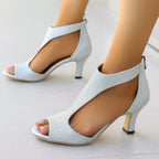 Damen Elegante High Heel Sandalen mit transparenten Einsätzen R&B