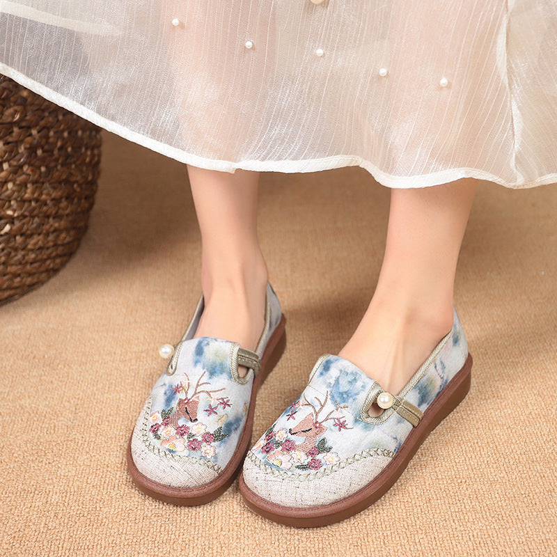 Damen modische Hausschuhe mit stilvollem Blumenornament und elastischem Gummizug R&B