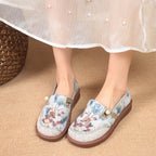 Damen modische Hausschuhe mit stilvollem Blumenornament und elastischem Gummizug R&B
