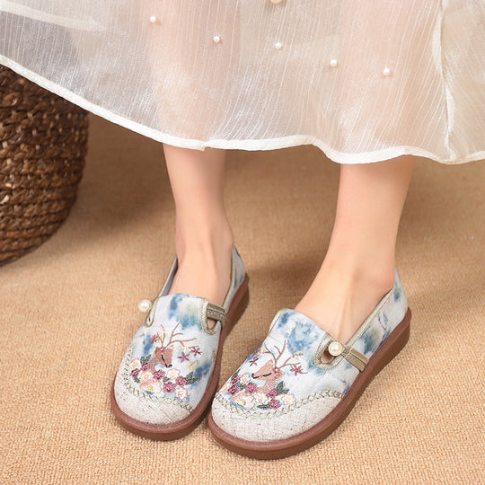 Damen modische Hausschuhe mit stilvollem Blumenornament und elastischem Gummizug R&B