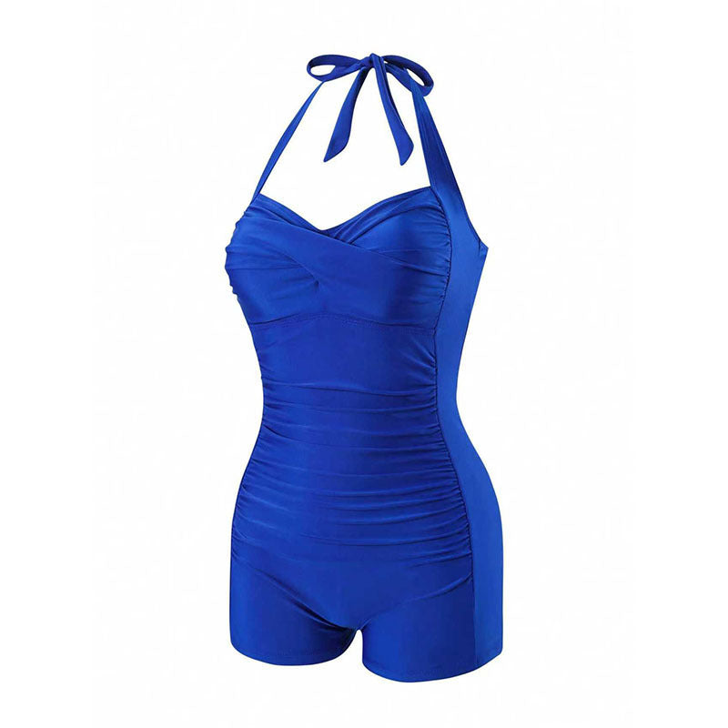Damen Stilvoller Einteiler Badeanzug mit bindbarem Nackendesign R&B