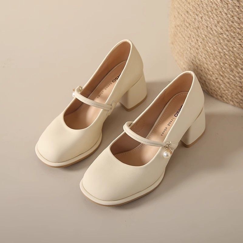 Damen Mary Jane Pumps mit Blockabsatz und Schmuckdetail R&B