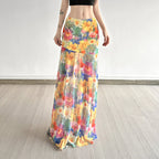Damen Maxi-Rock mit floralem Chiffon-Design und schwingendem Saum R&B