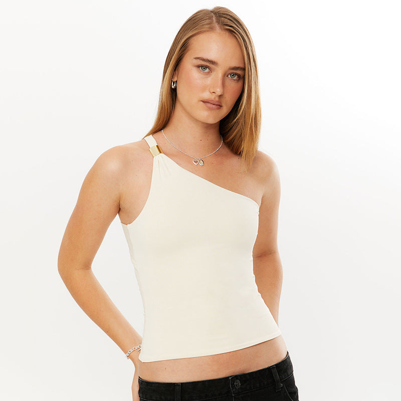 Damen asymmetrisches Top mit dekorativen Trägern R&B