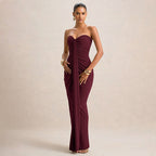Damen Elegantes und figurbetontes Maxikleid mit Raffungen R&B