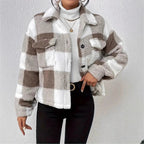 Damen Kuschelige Karojacke R&B
