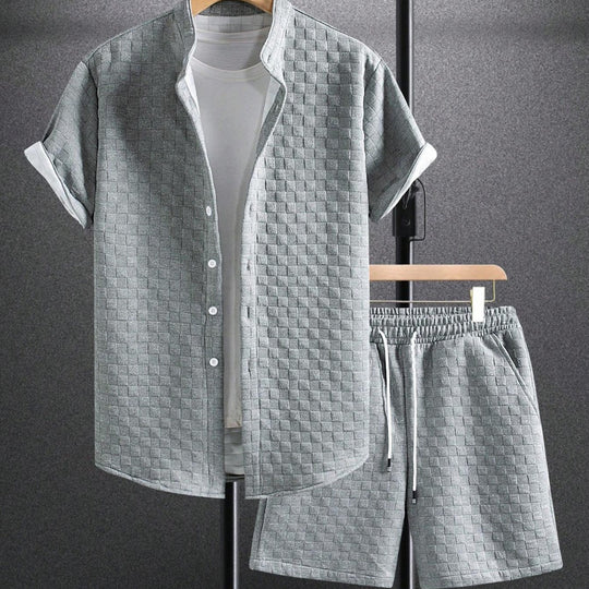 Damen lässiges Kurzarm Hemd und Shorts Set R&B