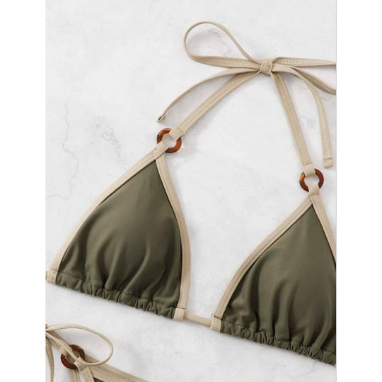 Damen Triangel-Bikini mit verstellbaren Bändern und eleganten Akzenten R&B