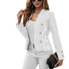 Damen Elegante und modische Blazerjacke mit Spitzenverzierung R&B