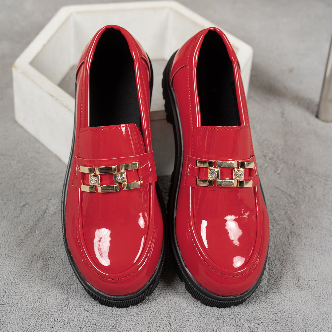 Damen Modische Loafers mit glänzender Oberflächenstruktur R&B
