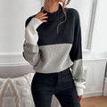 Damen modischer Strickpullover mit kontrastierenden Farbstreifen