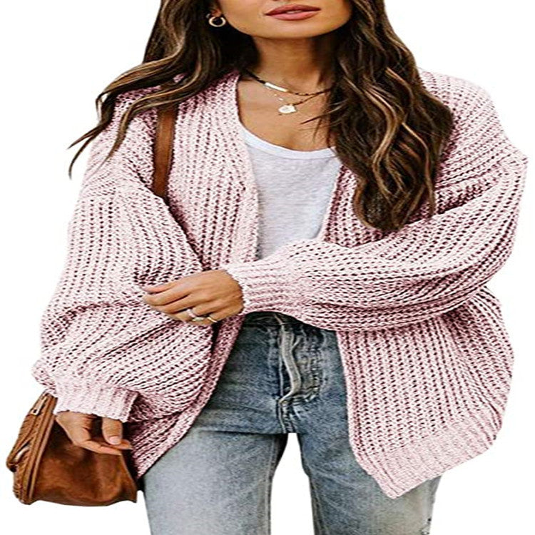 Damen Oversized Strickpullover mit Ballonärmeln und Strukturdesign R&B