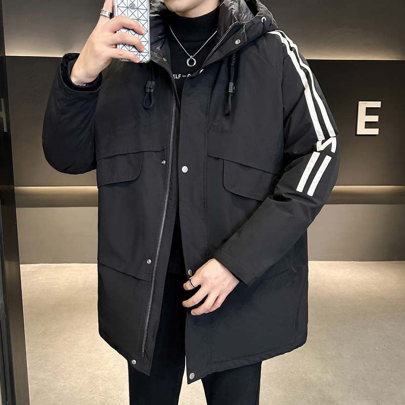 Herren modische Winterjacke mit praktischen Taschen und hohem Kragen