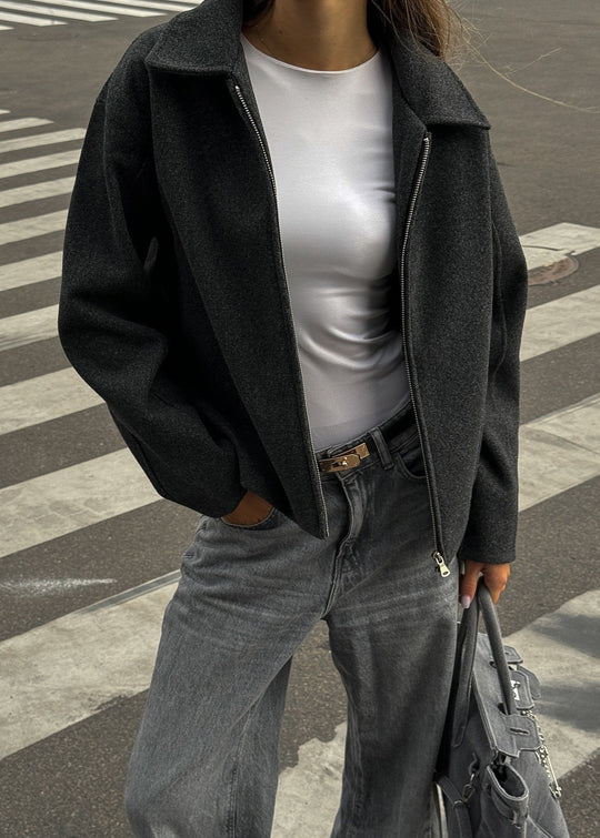 R&B | Wollmischung Zip-Up Jacke