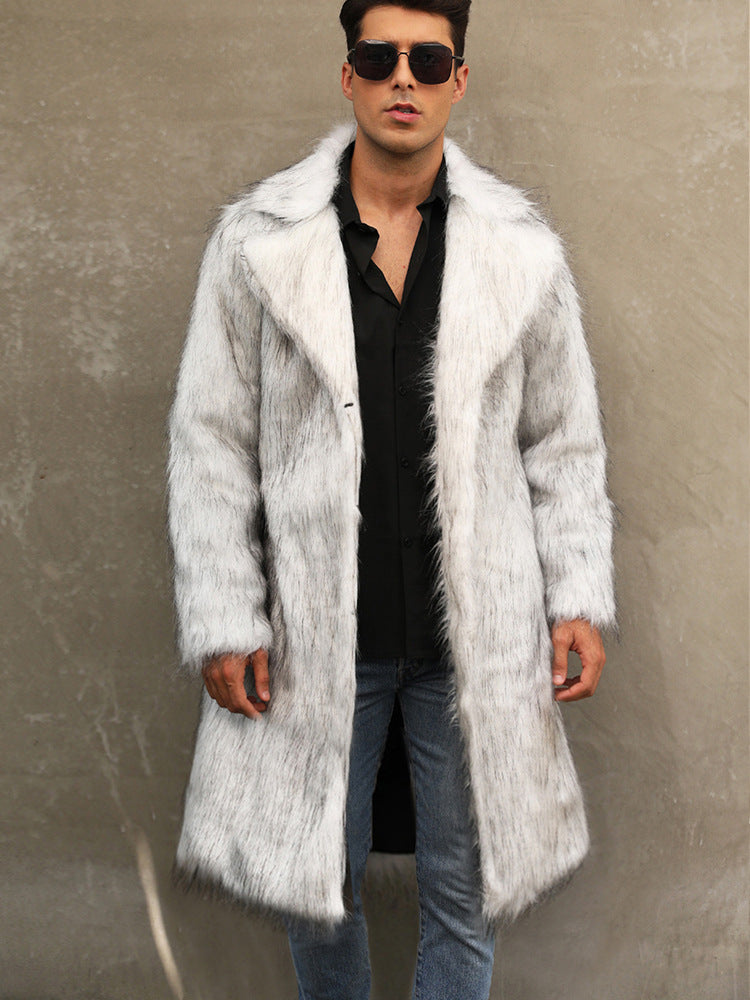 Herren Modischer Kunstpelzmantel mit breitem Revers R&B