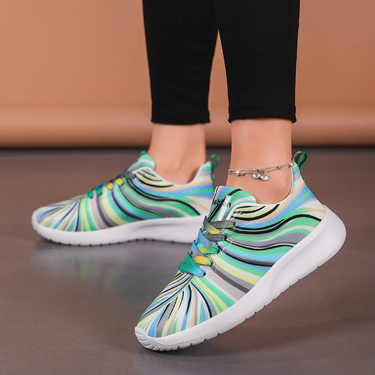 Damen Sportliche Sneakers mit buntem Wellenmuster R&B