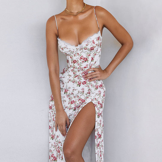 Damen Blumen Spitze Detail Bodycon Kleid R&B