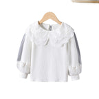 Mädchen modische Bluse mit elegantem Spitzenkragen und Tüllärmeln R&B