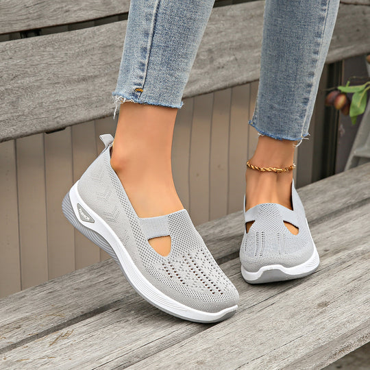 Damen Bequeme Slip-On Sneakers mit atmungsaktiver Netzstruktur R&B