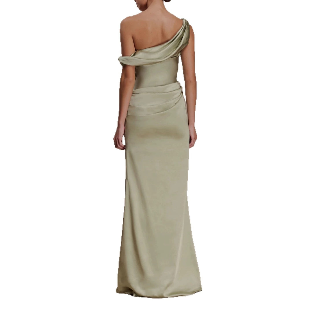 Damen Elegantes asymmetrisches Maxikleid mit raffinierter Drapierung R&B