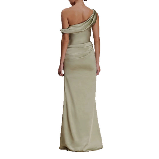 Damen Elegantes asymmetrisches Maxikleid mit raffinierter Drapierung R&B