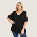 Damen Oversized T-Shirt mit Schulterauschnitten R&B