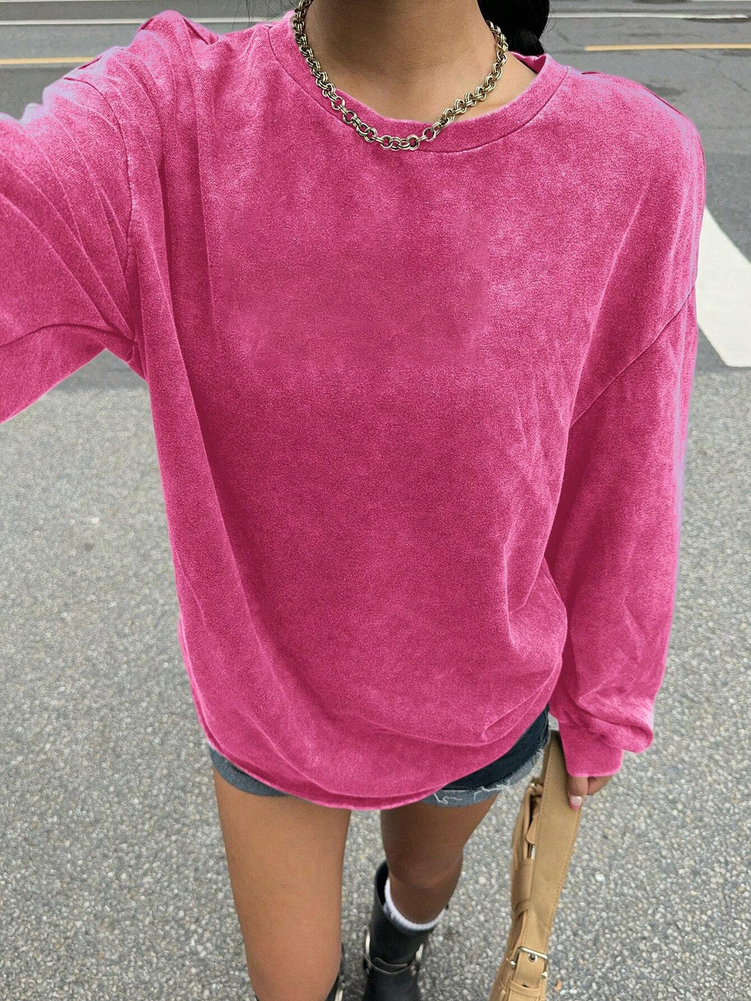 Damen lässiges Sweatshirt mit oversized Schnitt und weichem Material R&B