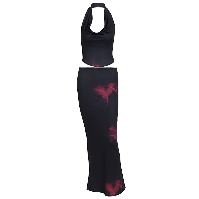 Damen elegantes Maxikleid mit schulterfreiem Design und fließendem Saum R&B