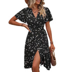 Damen Wickelkleid mit floralem Muster und Schnittdetails R&B