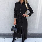 Damen Hemdkleid mit Wickelgürtel und Knopfleiste R&B