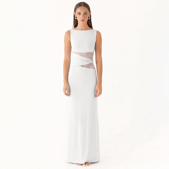 Damen Elegantes langes Kleid mit raffinierten Spitzendetails R&B