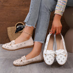Damen Ballerinas mit elegantem Lochmuster und dekorativem Schleifendetail R&B