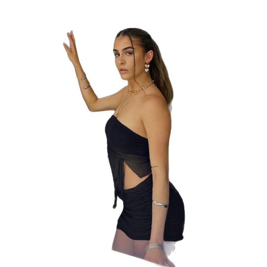 Damen Bandeau-Top mit asymmetrischem Schnitt und Rüschendetails R&B