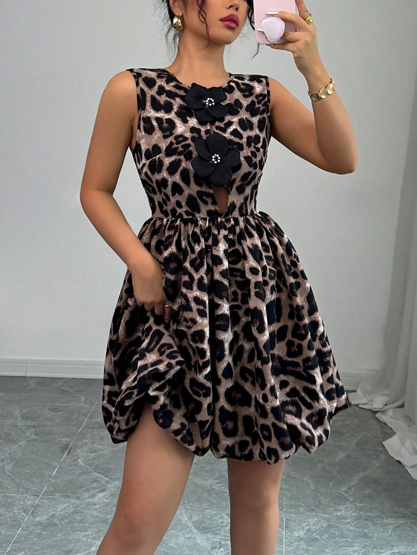 Damen Kleid mit tierischem Muster R&B