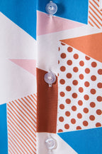 Damen Kurzarmhemd mit kreativem geometrischem Muster und lockerer Passform