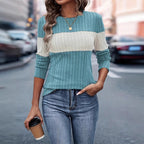 Damen Strickoberteil mit modischem Blockdesign und komfortablem Schnitt R&B