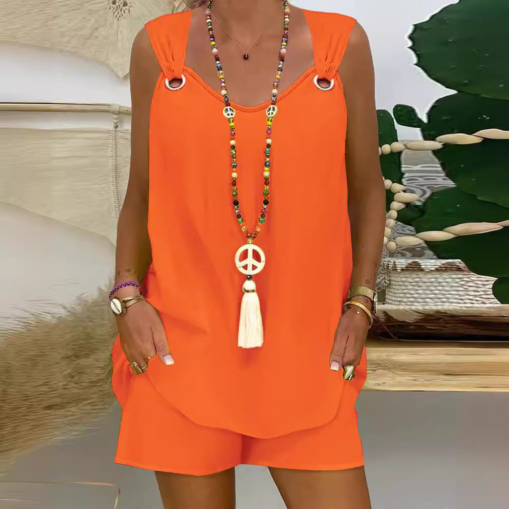 Damen lässiges Sommerkleid mit offenen Schultern und dekorativen Schlaufen R&B