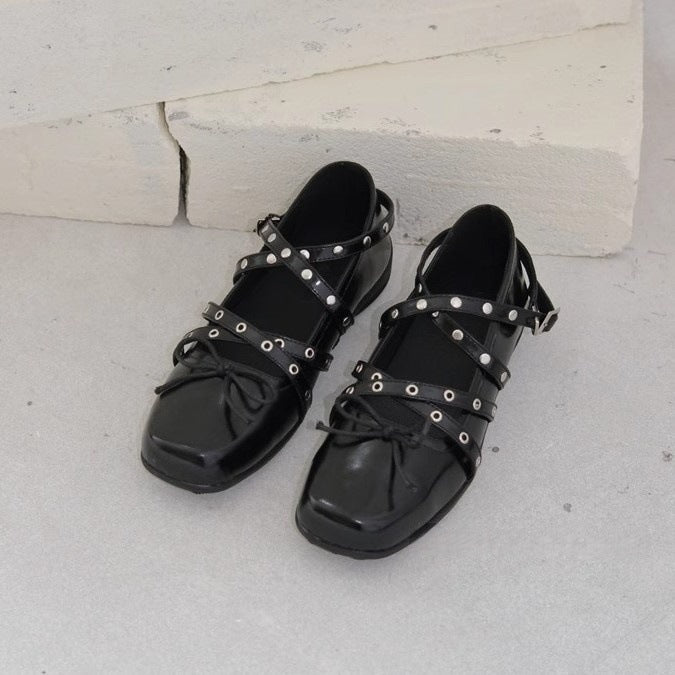 Damen Ballerinas mit elegantem Riemendesign und modischer Schnürung