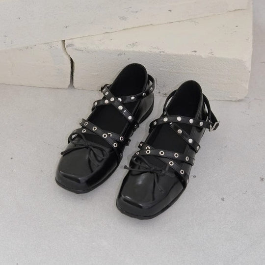 Damen Ballerinas mit elegantem Riemendesign und modischer Schnürung R&B