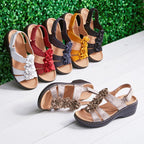 Damen Sandalen mit dekorativem Blumendesign und komfortablem Plateau-Riemen R&B