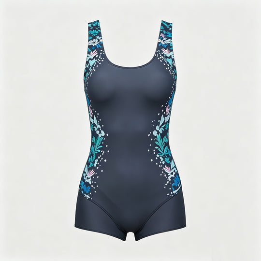 Damen Sportlicher Einteiler Badeanzug mit floralem Design R&B